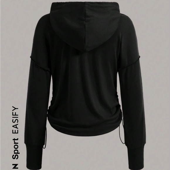 SHEIN Sport Easify Hollow Out Detail Drawstring Hooded Sports Sweatshirt - Picture 2 of 3